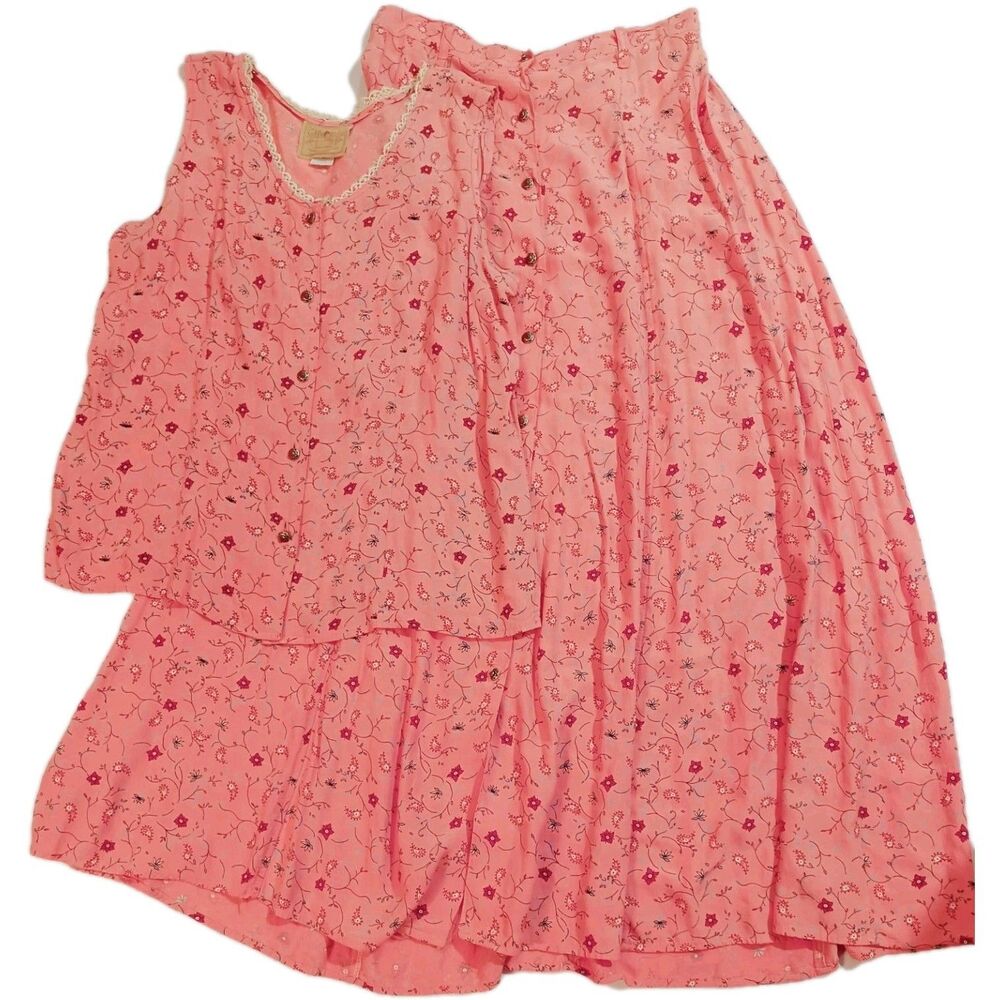 Saddle Ridge Women's Peach 2-pc Western Sleeveless Skirt Set Large
